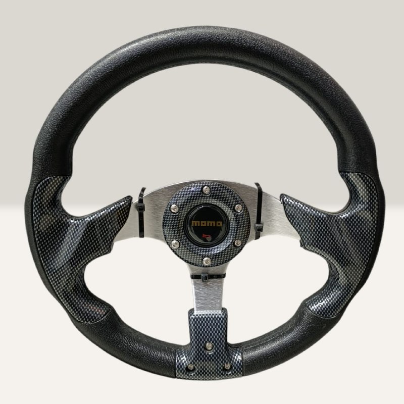 d3f5b7c4-a16f-4d35-a025-d9b83c47c773 Car Momo-sport universal racing steering wheel-black/grey - Image 1