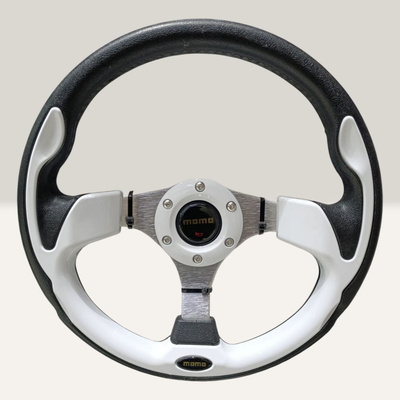 d76f871a-664f-4bc6-ac87-386705f2151f Car Momo-sport universal racing steering wheel-WHITE/BLACK - Image 1
